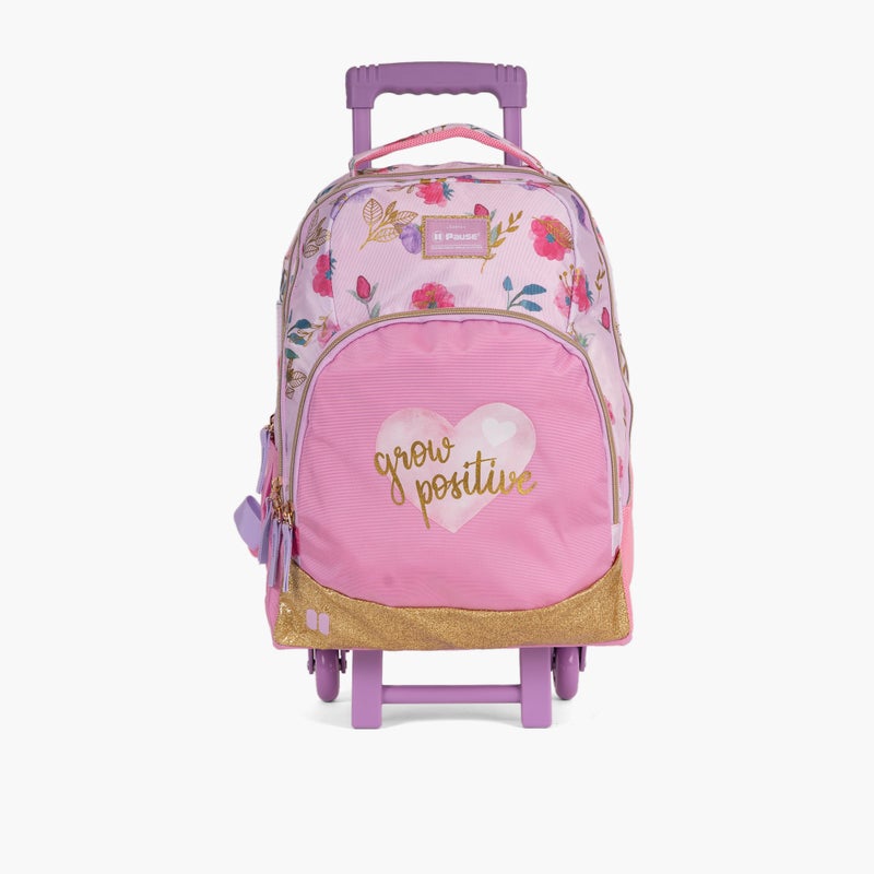 PAUSE Floral Print Trolley Backpack for Girls - Image 1